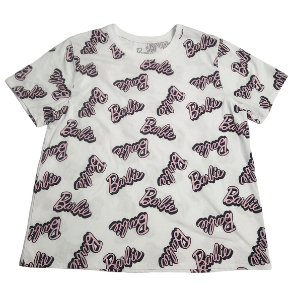 Official Barbie Hybrid Apparel Women's Crop Top Size 2X White and Pink - Picture 1 of 6